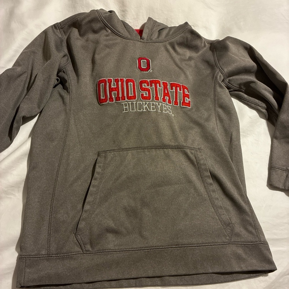 Ohio State Buckeyes Kids Gray Hoodie scarlet & gray size l large